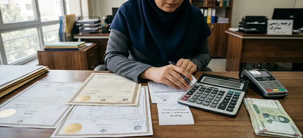 هزینه ترجمه رسمی مدارک